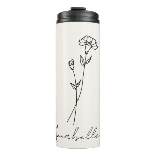 Termo Enero Nacimiento Flor Nombre Personalizado Marfil