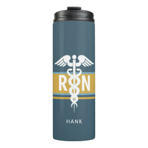 Termo Enfermera Caduceus Médica Azul Personalizada