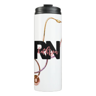 Termo Enfermera inscrita personalizada RN Monograma rosa
