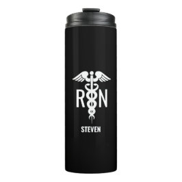 Termo Enfermera masculina RN Murse Black White Personali