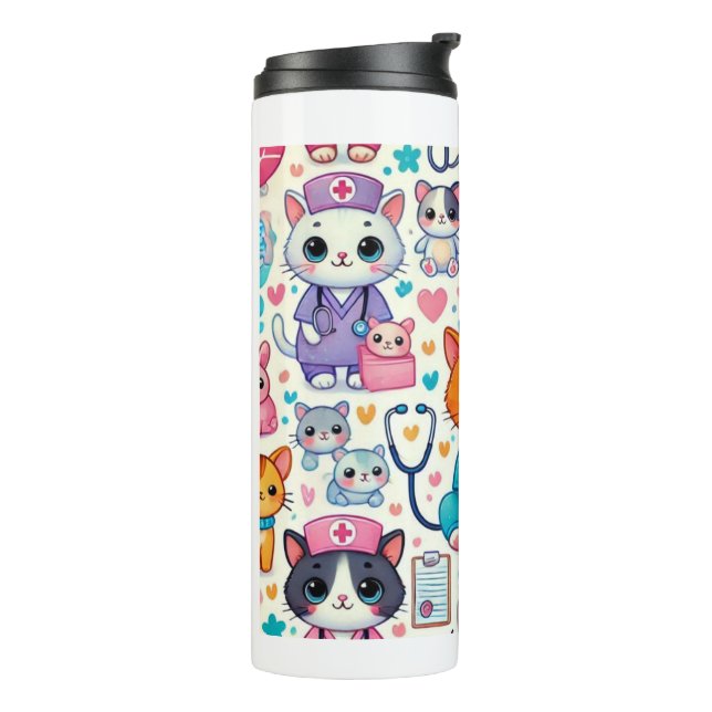 Termo enfermera Skinny Tumbler, copa kawaii 20oz para ga (Rotado hacia la izquierda)