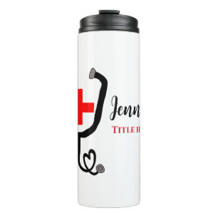 Termo Enfermero médica médico rojo más estetoscopio añad