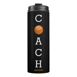 Termo Entrenador de Baloncesto Nombre Personalizado Negr