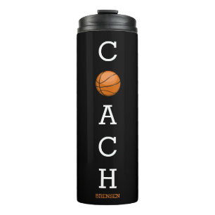 Termo Entrenador de Baloncesto Nombre Personalizado Negr