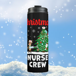 Termo Equipo de enfermeras de Navidad con Santa y renos