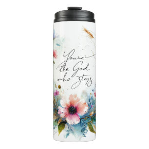 Termo Eres el Dios que permanece, floral acuarela