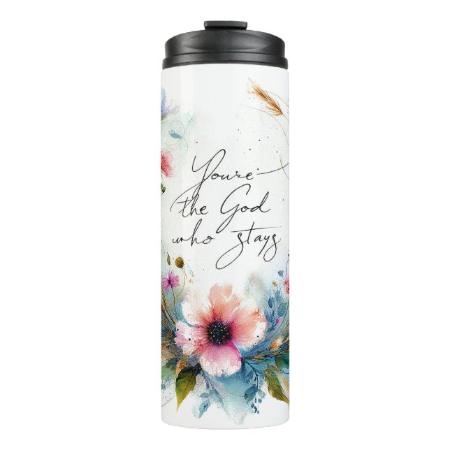 Termo Eres el Dios que permanece, floral acuarela (Anverso)