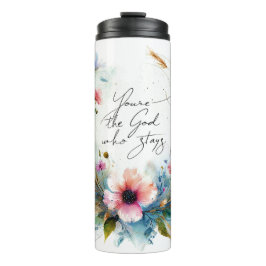 Termo Eres el Dios que se queda, acuarela floral