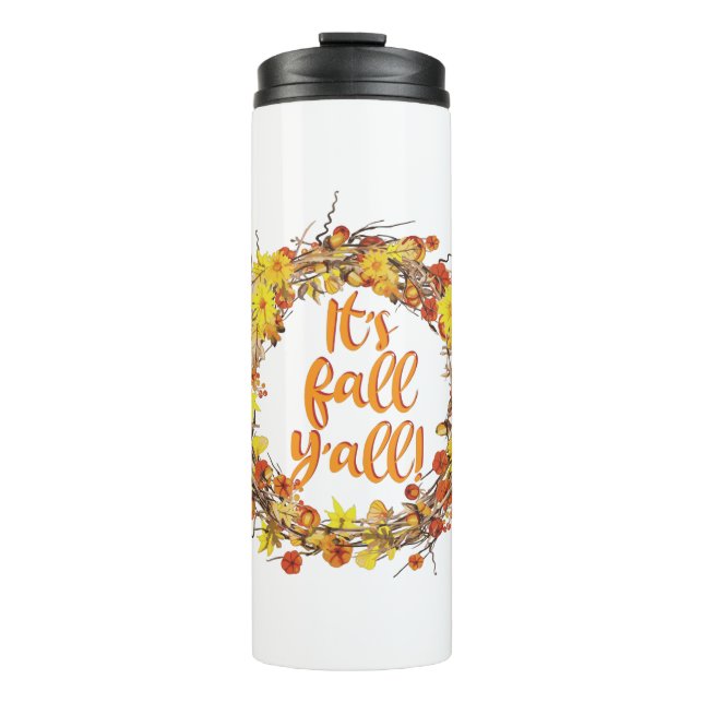 Termo Es el otoño, Naranjas hojas otoñales (Anverso)