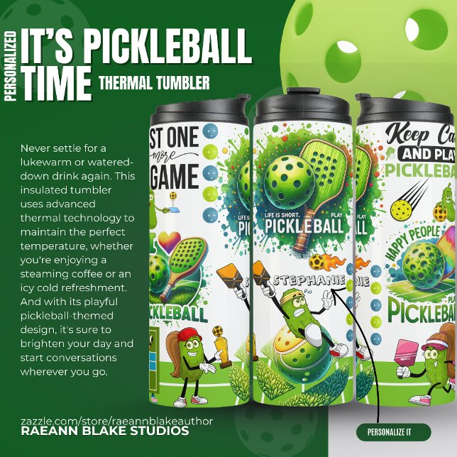 Termo "Es hora de Pickleball personalizado" (Subido por el creador)