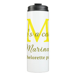 Termo Es una fiesta de soltera con monograma amarillo