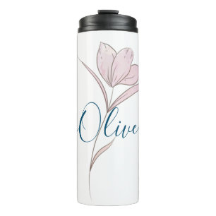 Termo Esbozo floral acuarela personalizada