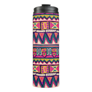 Termo Esbozos tribales: patrón azteca dibujado a mano.