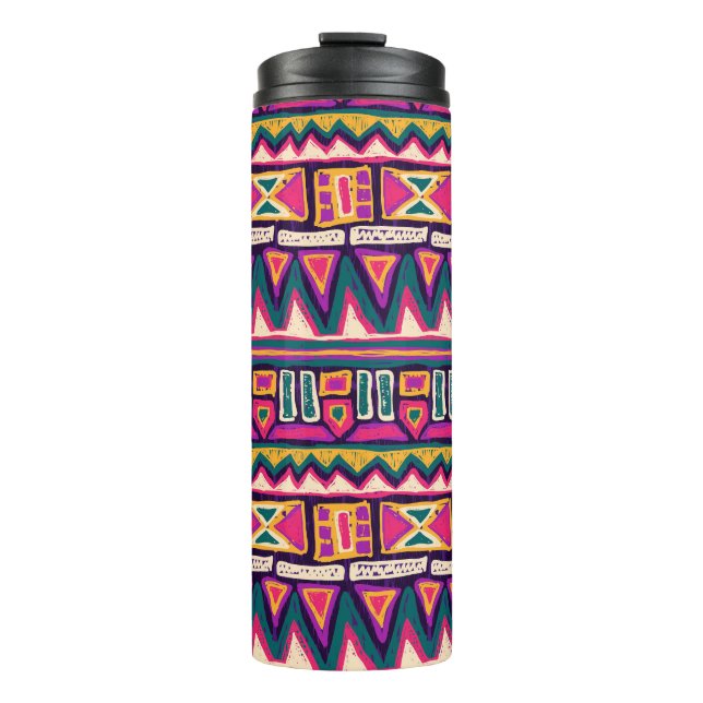 Termo Esbozos tribales: patrón azteca dibujado a mano. (Anverso)