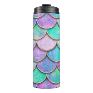 Termo Escalas de sirena: patrón de onda de acuarela.