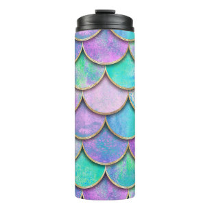 Termo Escalas de sirena: patrón de onda de acuarela.