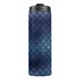 Termo Escama de sirena con brillo azul marino
