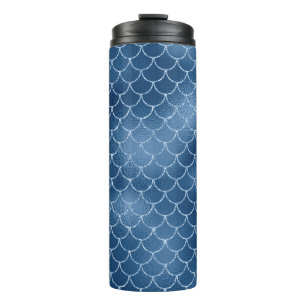 Termo Escama de sirena con brillo azul marino