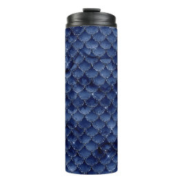 Termo Escama de sirena con patrón de brillo azul marino