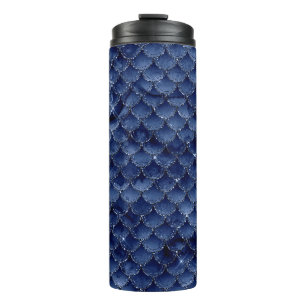 Termo Escama de sirena con patrón de brillo azul marino
