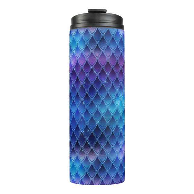 Termo Escamas de Dragón Azules con Brillo y Ombre (Anverso)