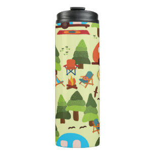 Termo Escena de camping - caravana, sillas de camping, c