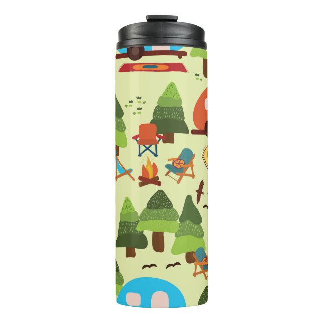 Termo Escena de camping - caravana, sillas de camping, c (Anverso)