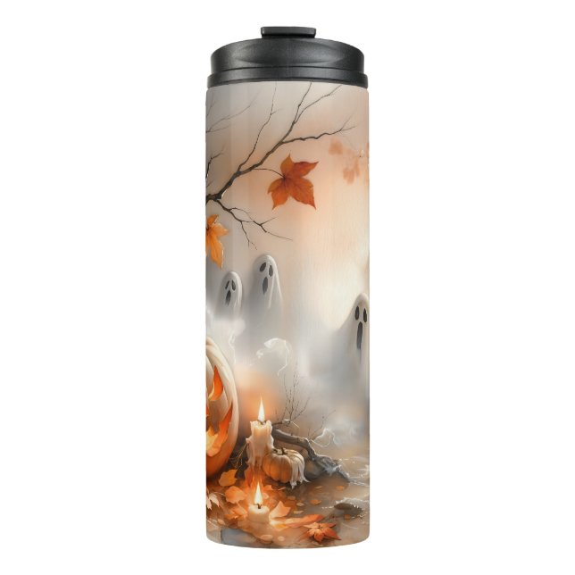 Termo Escena de Halloween caprichosa con calabaza y fant (Anverso)