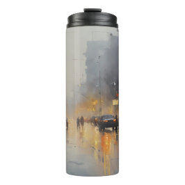 Termo Escena de lluvia nocturna urbana