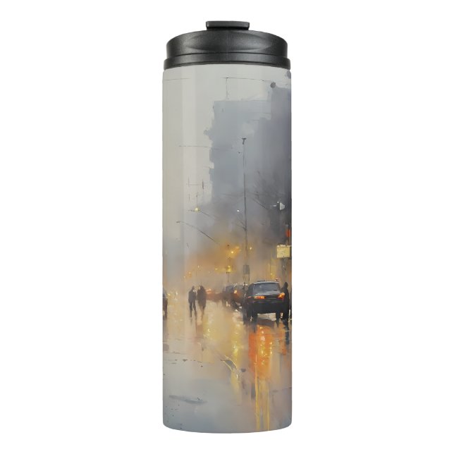 Termo Escena de lluvia nocturna urbana (Anverso)