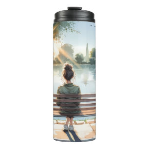 Termo Escena del lago con reflejos del atardecer