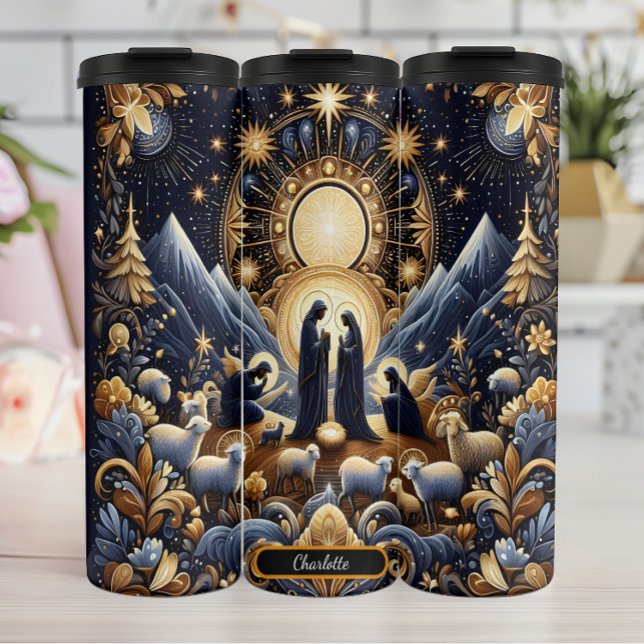 Termo Escena nocturna de la Natividad Celestial Dorada (Subido por el creador)