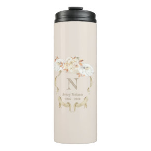 Termo Escudo Monograma Rosa de crema personalizado