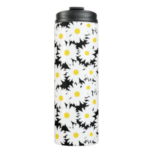 Termo Espacio negativo Daisies amarillo blanco sobre neg