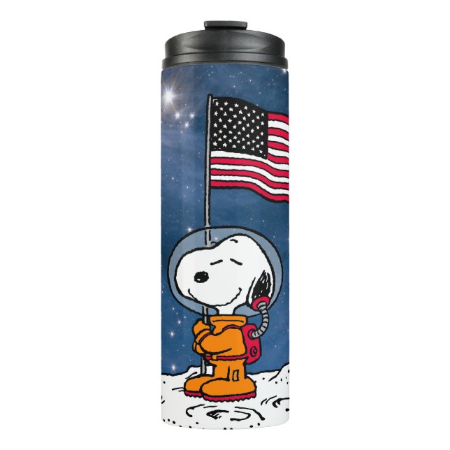 Termo ESPACIO | Snoopy Con Astronauta De Bandera (Anverso)
