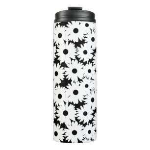 Termo Espacios negativos Daisies blancos sobre negro