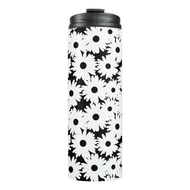 Termo Espacios negativos Daisies blancos sobre negro (Anverso)