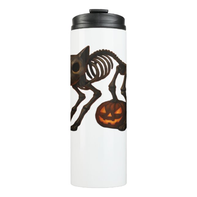 Termo Espectacular gato Skeleton Halloween regalo camise (Anverso)