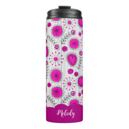 Termo Espectaculares corazones blancos rosados florales