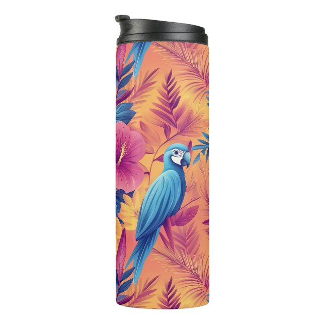 Termo Espectaculares hojas tropicales y loros patrón de  (Rotado hacia la derecha)
