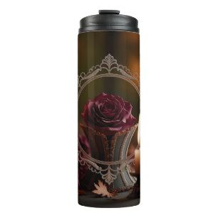 Termo Espejo Victoriano Ornamentado con Velas de Rosa Pú