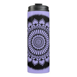 Termo Espirales Dots Flores Lavender Henna Mandala Negro