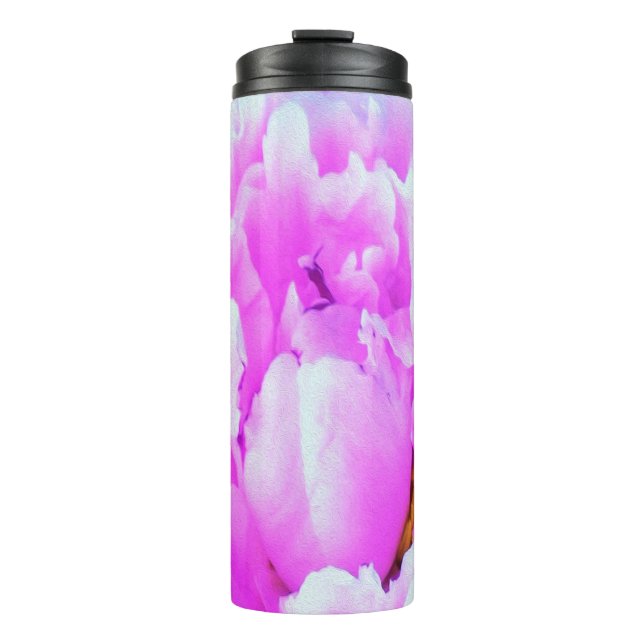 Termo Espléndido detalle de flor de peones rosados doble (Anverso)