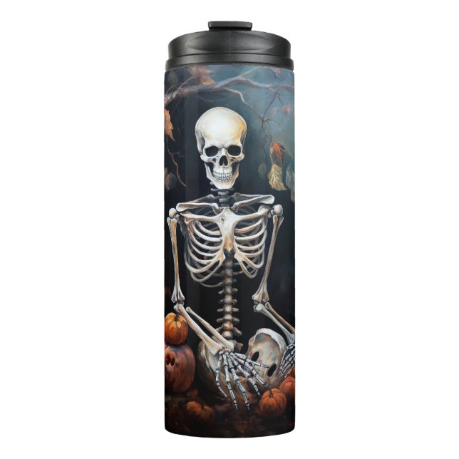 Termo Esqueleto con calabazas de Halloween (Anverso)