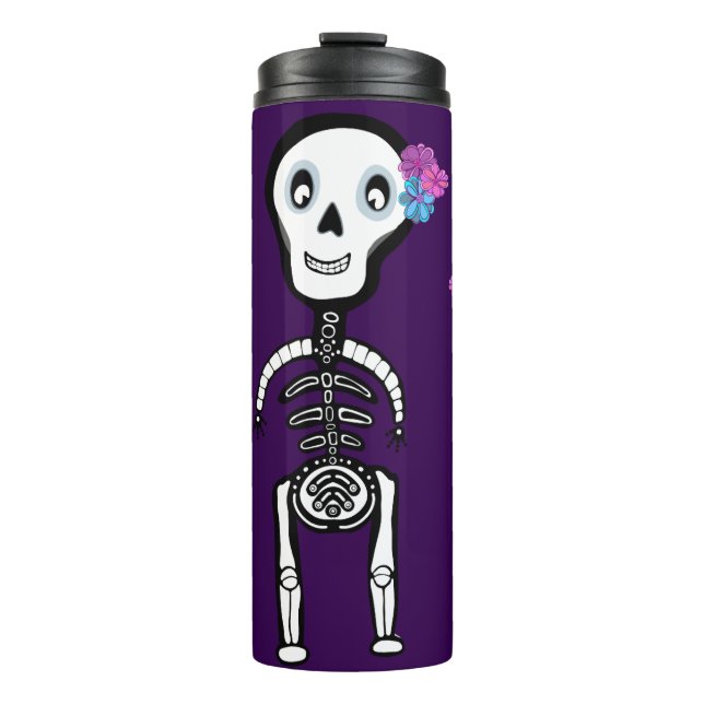 Termo Esqueletos felices con flores (Anverso)