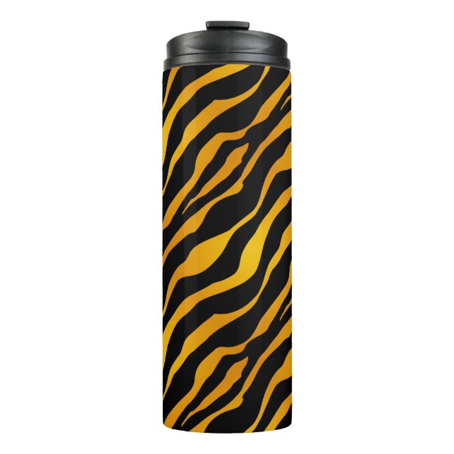 Termo Estampado animal de rayas de tigre, ámbar y negro (Anverso)