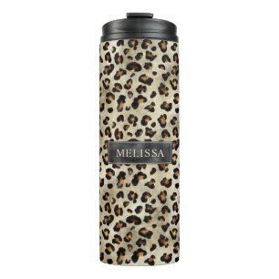 Termo Estampado Animal Leopardo Con Lámina Falsa Negra Y