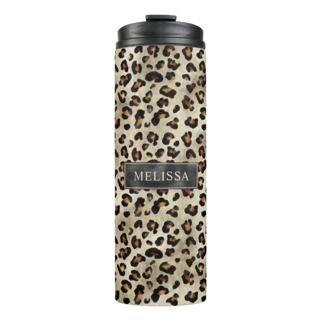 Termo Estampado Animal Leopardo Con Lámina Falsa Negra Y (Anverso)