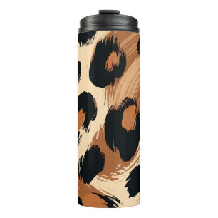 Termo Estampado Animal Leopardo Pintado Crema Marrón Neg