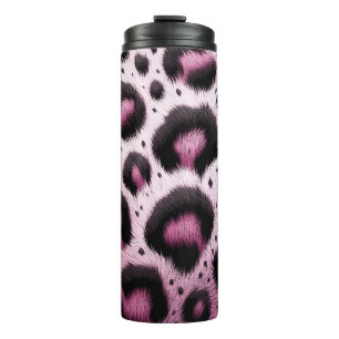 Termo Estampado de animal de piel de leopardo rosa y neg